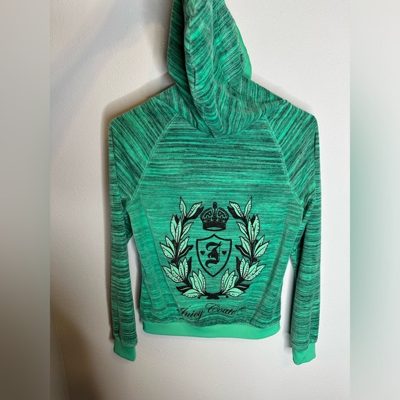 Juicy Couture Bling Velour Zip Up Jacket Women’s Size S Green Spaced Dyed Y2k - Picture 7 of 8